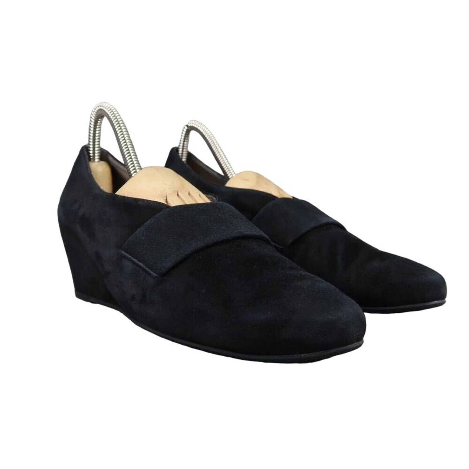 Aquatalia Shoes Womens 7.5 Pumps Wedge Perle Nappa Suede Black Fashion Classic